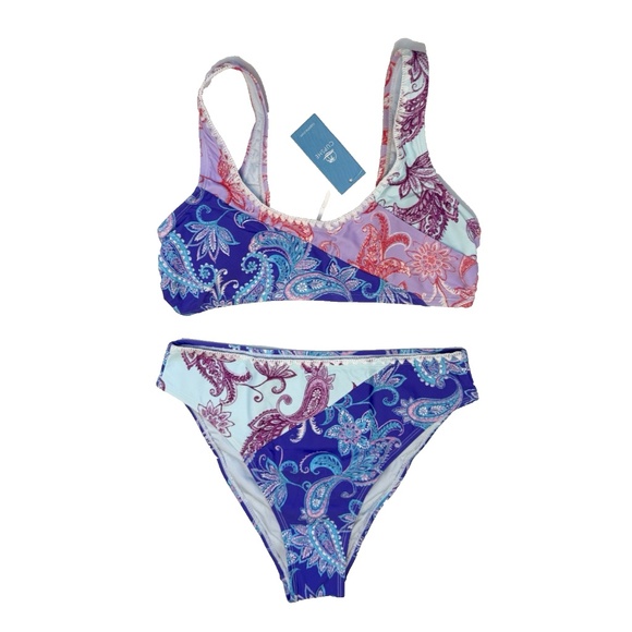 CUPSHE Serenity of Blue Bikini Bralette Size S & Colorblock Bottoms Size M Set - Picture 14 of 14